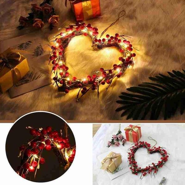 16-inch 20 heads berry vines garland with lights heart-shaped red bean branch wreath window valentine's day door festival decor
16-inch 20 heads berry vines garland with lights heart-shaped red bean branch wreath window valentine's day door festival decor