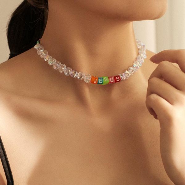 chains summer boho colorful letter beads handmade collar clavicle choker necklaces for women jewelry, Silver
chains summer boho colorful letter beads handmade collar clavicle choker necklaces for women jewelry, Silver