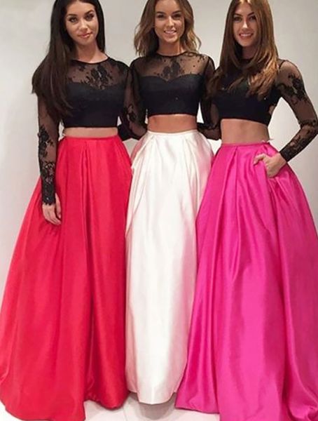 new red evening gown a-line two piece prom dress with pockets round neck open back black lace long sleeves prom dresses long, Black;red
new red evening gown a-line two piece prom dress with pockets round neck open back black lace long sleeves prom dresses long, Black;red