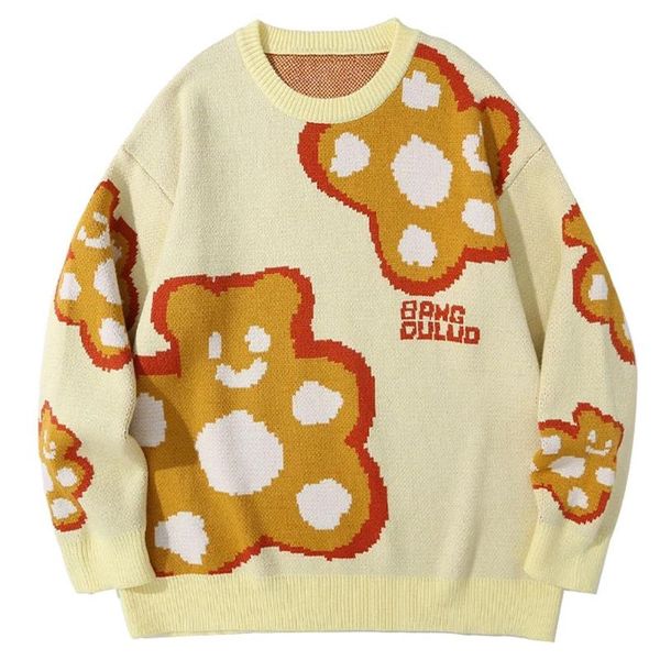 men's sweaters harajuku streetwear men cartoon bear knitted jumpers hip hop couple loose casual knitwear pullover, White;black
men's sweaters harajuku streetwear men cartoon bear knitted jumpers hip hop couple loose casual knitwear pullover, White;black