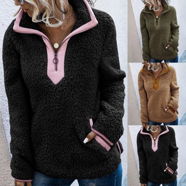 women's hoodies & sweatshirts female turtleneck fleece pullover winter warm color splicing pockets long sleeve hoodie sweatshirt lady p, Black
women's hoodies & sweatshirts female turtleneck fleece pullover winter warm color splicing pockets long sleeve hoodie sweatshirt lady p, Black