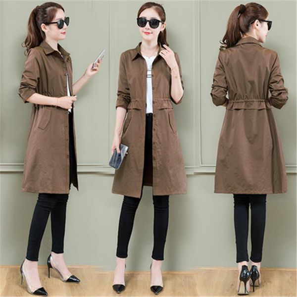 women's trench coats spring windbreaker female long section casual 2021 fashion british style single-breasted long-sleeved coat, Tan;black
women's trench coats spring windbreaker female long section casual 2021 fashion british style single-breasted long-sleeved coat, Tan;black