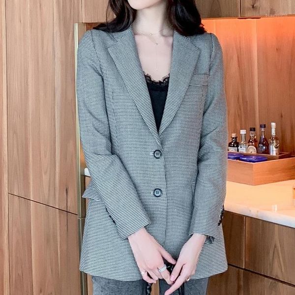 women's suits & blazers autumn winter 2021 korean versatile leisure fashion back split slim plaid blazer casual button up notched offic, White;black
women's suits & blazers autumn winter 2021 korean versatile leisure fashion back split slim plaid blazer casual button up notched offic, White;black
