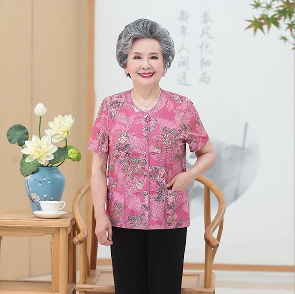 short sleeve grandma clothing summer women shirt cardigan printed plus size middle old age casual, White
short sleeve grandma clothing summer women shirt cardigan printed plus size middle old age casual, White