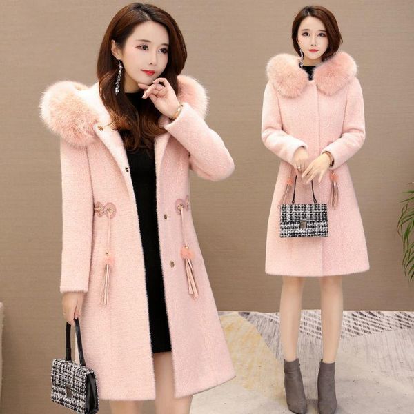 women's wool & blends gold mink coat women mid-length 2021 winter jacket thickened warmth imitation outwear ladies hooded woolen overco, Black
women's wool & blends gold mink coat women mid-length 2021 winter jacket thickened warmth imitation outwear ladies hooded woolen overco, Black