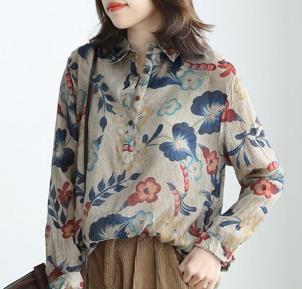 vintage mori girl thin shirt print 2021 spring autumn new cotton linen long sleeved floral korean fashion blouse yoyikamomo, White
vintage mori girl thin shirt print 2021 spring autumn new cotton linen long sleeved floral korean fashion blouse yoyikamomo, White