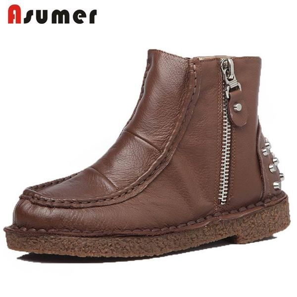 boots asumer 2021 fashion flat with platform genuine leather square toe ankle for women zip rivet autumn female, Black
boots asumer 2021 fashion flat with platform genuine leather square toe ankle for women zip rivet autumn female, Black