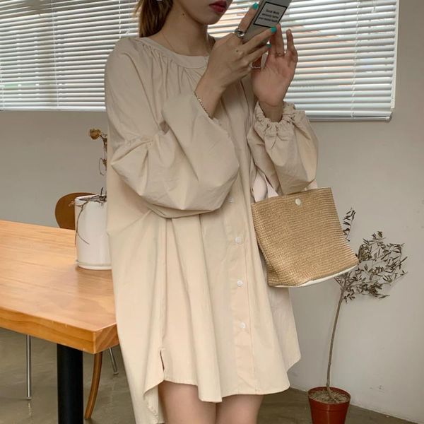 2021 vintage women spring loose straight short shirt dress lantern sleeve round collar mini dresses, Black;gray
2021 vintage women spring loose straight short shirt dress lantern sleeve round collar mini dresses, Black;gray