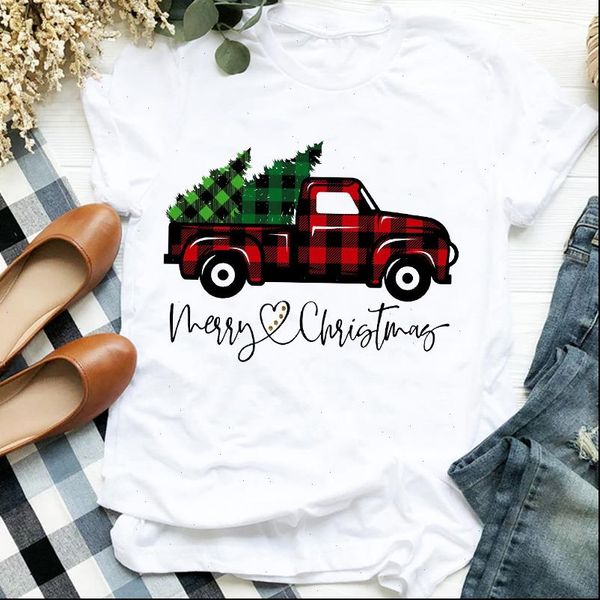 women t shirt lady plaid truck tree fashion merry print womens clothes tee for tshirt female graphic, White
women t shirt lady plaid truck tree fashion merry print womens clothes tee for tshirt female graphic, White
