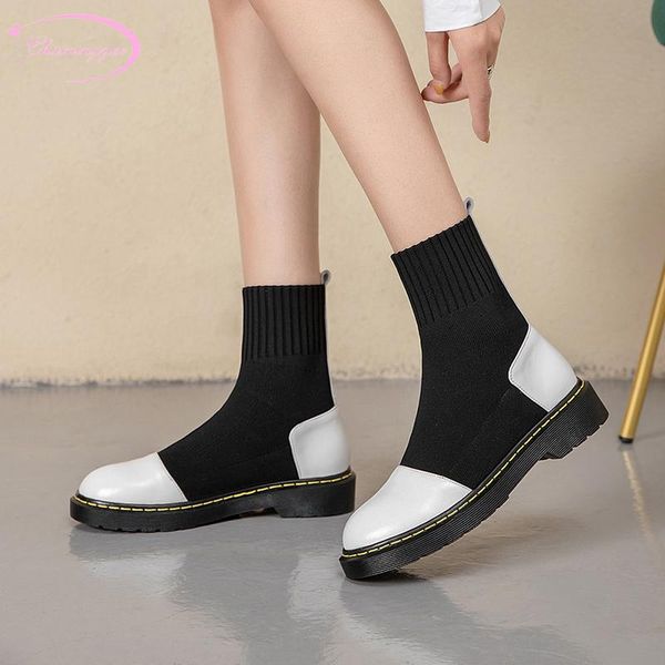 boots casual style round toe motorcycle color matching stretch knitting black white low heel thick ankle women shoes
boots casual style round toe motorcycle color matching stretch knitting black white low heel thick ankle women shoes