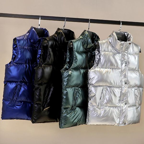 women's vests glossy bright autumn winter solid vest hooded cotton down windproof waistcoat stand collar sleeveless jackets, Black;white
women's vests glossy bright autumn winter solid vest hooded cotton down windproof waistcoat stand collar sleeveless jackets, Black;white