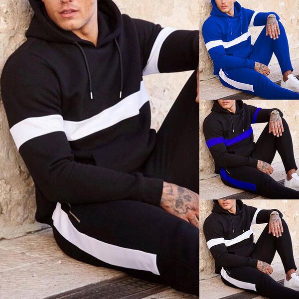 men's tracksuits 2 piece set men autumn stitching color sportswear suit stripetracksuit long sleeve zipprer drawstring hoodies and pant, Gray
men's tracksuits 2 piece set men autumn stitching color sportswear suit stripetracksuit long sleeve zipprer drawstring hoodies and pant, Gray