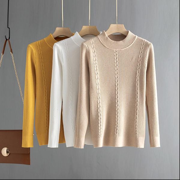 women basic sweater 2021 autumn winter thick knitwear long sleeve pullovers sweter mujer solid crewneck sweaters top, White;black
women basic sweater 2021 autumn winter thick knitwear long sleeve pullovers sweter mujer solid crewneck sweaters top, White;black