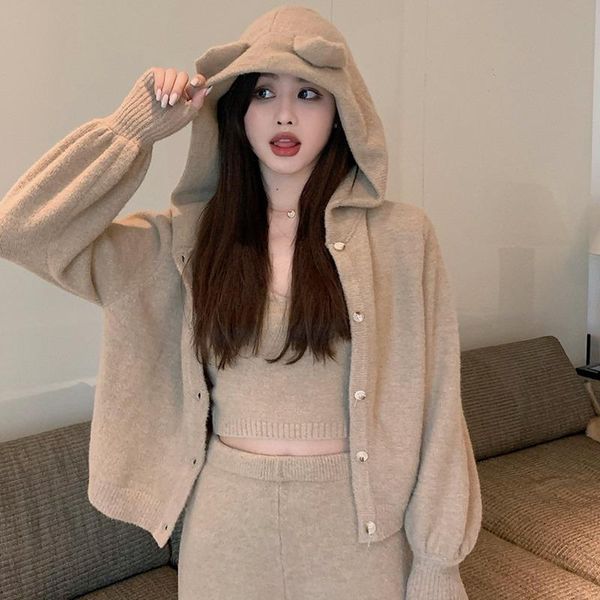 women's two piece pants fall winter knitted tracksuit women hoodie cardigan + short crop wide leg long suits 3 set, White
women's two piece pants fall winter knitted tracksuit women hoodie cardigan + short crop wide leg long suits 3 set, White