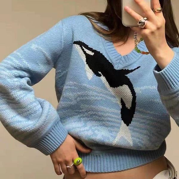 women's sweaters vintage casual y2k loose pullovers v-neck autumn aesthetic 2000s knitwear harajuku print blue streetwear, White;black
women's sweaters vintage casual y2k loose pullovers v-neck autumn aesthetic 2000s knitwear harajuku print blue streetwear, White;black