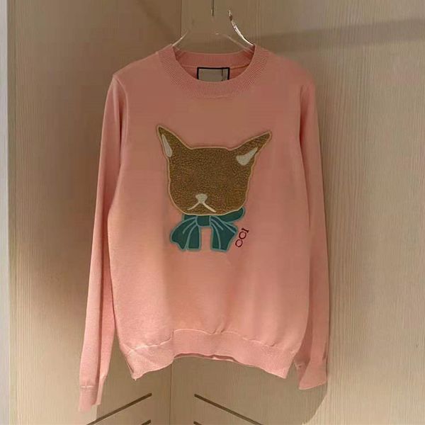 high version 2021 autumn new cute embroidered down age reducing thin gentle women's sweater, White;black
high version 2021 autumn new cute embroidered down age reducing thin gentle women's sweater, White;black