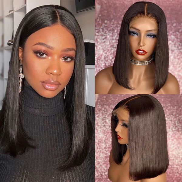 short bob lace front human hair wigs for women straight 13x4 brazilian lace frontal wig transparent bone lace closure wig, Black
short bob lace front human hair wigs for women straight 13x4 brazilian lace frontal wig transparent bone lace closure wig, Black