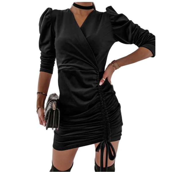casual dresses women string autumn dress velvet v-neck solid color long puff sleeves spring clothes drop, Black;gray
casual dresses women string autumn dress velvet v-neck solid color long puff sleeves spring clothes drop, Black;gray
