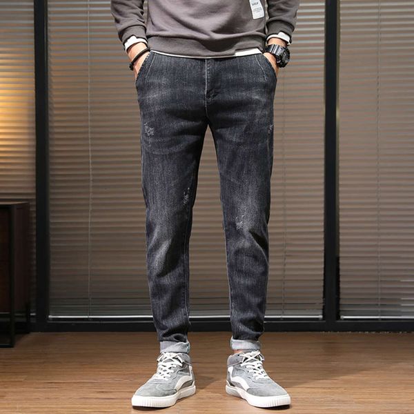 2021autumn versatile jeans men's korean slim small leg straight trend elastic tide brand black grey pants, Blue
2021autumn versatile jeans men's korean slim small leg straight trend elastic tide brand black grey pants, Blue