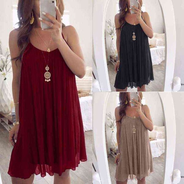 womens plus size spaghetti straps chiffon vest mini dress pleated layered cami front solid color loose flare swing party beach, Black;gray
womens plus size spaghetti straps chiffon vest mini dress pleated layered cami front solid color loose flare swing party beach, Black;gray