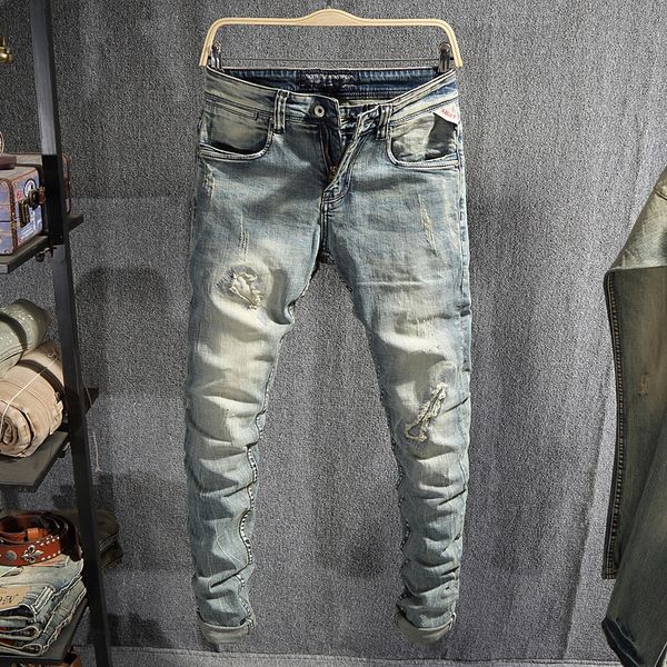 2021 new italian style fashion retro light blue slim elastic men stretch cotton pants streetwear hip hop tjbt
2021 new italian style fashion retro light blue slim elastic men stretch cotton pants streetwear hip hop tjbt
