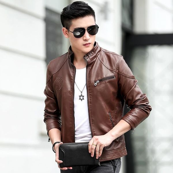 men's fur & faux autumn and winter short leather jacket casual zipper pocket slim handsome youth, Black
men's fur & faux autumn and winter short leather jacket casual zipper pocket slim handsome youth, Black