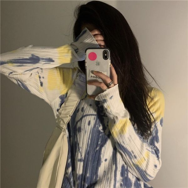 2021 new autumn korean retro o neck simple tie-dye full threaded sweaters t-shirt women 7q4m, White;black
2021 new autumn korean retro o neck simple tie-dye full threaded sweaters t-shirt women 7q4m, White;black