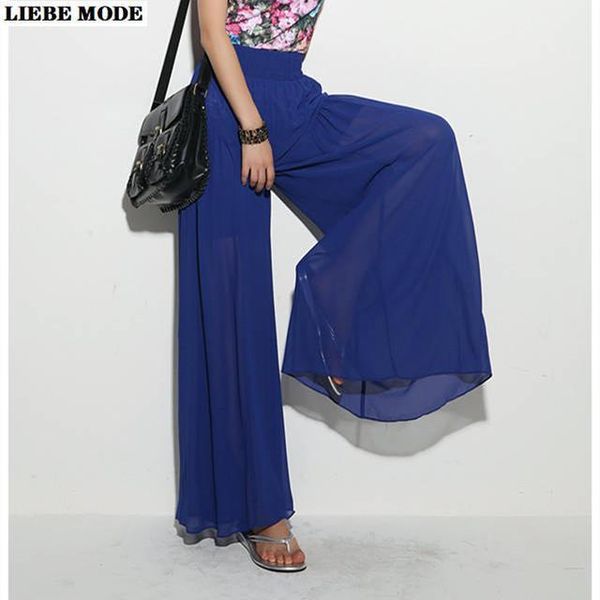 women's pants & capris summer women high elastic waist pink blue chiffon palazzo skirt casual wide leg culottes trouser loose woman, Black;white
women's pants & capris summer women high elastic waist pink blue chiffon palazzo skirt casual wide leg culottes trouser loose woman, Black;white