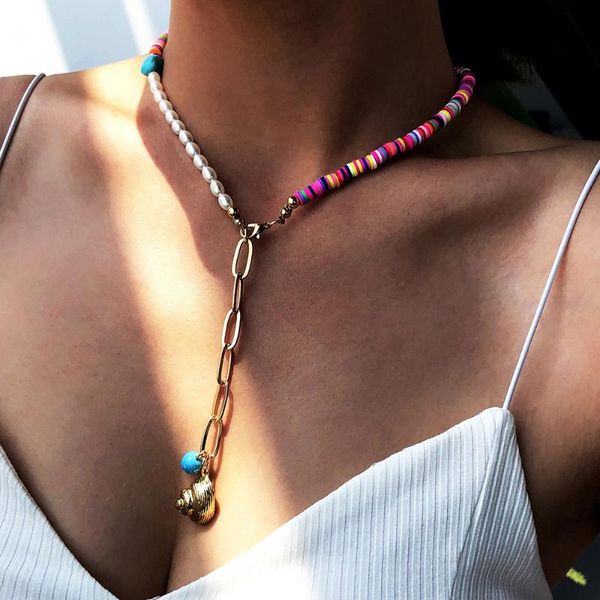 pendant necklaces simulated pearl polymer clay tassel necklace soft pottery choker colorful surfer bead collar handmade femme jewelry gift, Silver
pendant necklaces simulated pearl polymer clay tassel necklace soft pottery choker colorful surfer bead collar handmade femme jewelry gift, Silver