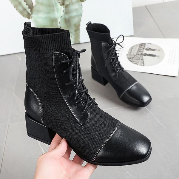 boots spring autumn women modern fashion 2021 square heels cross tied shoes female mesh ladies ankle short, Black
boots spring autumn women modern fashion 2021 square heels cross tied shoes female mesh ladies ankle short, Black