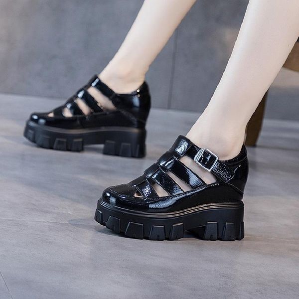 sandals summer british style fashion height increasing wedges platform cut out buckle belt genuine leather women casual 2021, Black
sandals summer british style fashion height increasing wedges platform cut out buckle belt genuine leather women casual 2021, Black