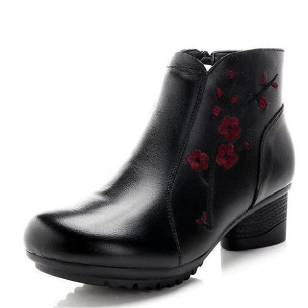 boots autumn national wind flowers women shoes fashion genuine leather non-slip high heels ankle, Black
boots autumn national wind flowers women shoes fashion genuine leather non-slip high heels ankle, Black