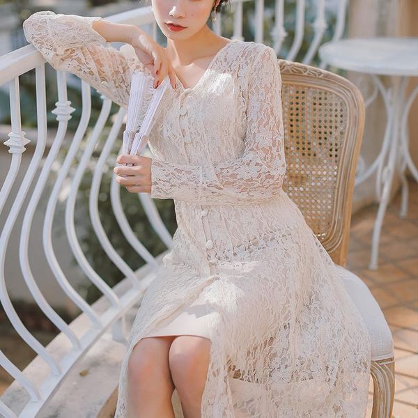 casual dresses mazefeng 2021 spring autumn women lace single-breasted v-neck solid fashion a-line two-piece, Black;gray
casual dresses mazefeng 2021 spring autumn women lace single-breasted v-neck solid fashion a-line two-piece, Black;gray