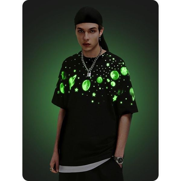 men's t-shirts 2021 spring and summer luminous trend universe planet print short sleeve t-shirt for men women, White;black
men's t-shirts 2021 spring and summer luminous trend universe planet print short sleeve t-shirt for men women, White;black