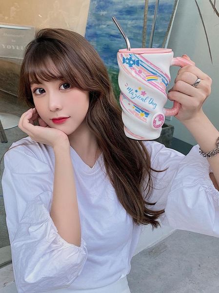 mugs water cup women's office with ceramic cute super-green creative girl personality mug cover spoon trend
mugs water cup women's office with ceramic cute super-green creative girl personality mug cover spoon trend