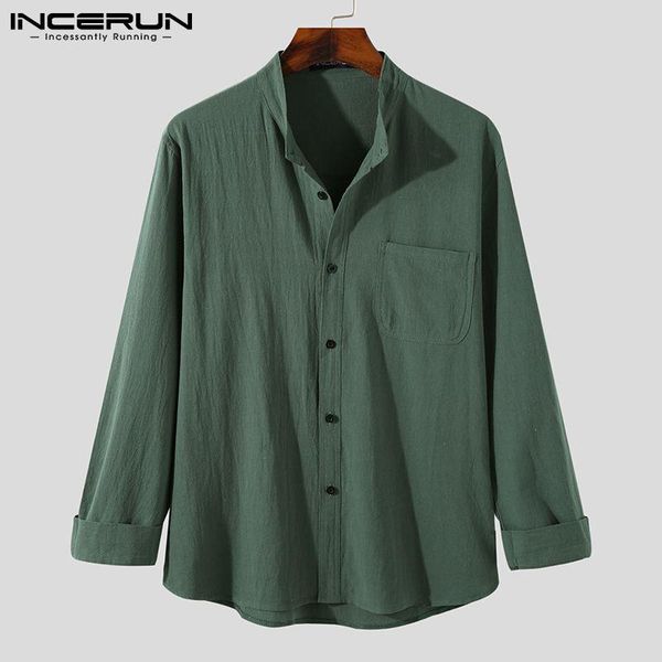 men's casual shirts incerun vintage men shirt cotton mandarin collar solid color long sleeve loose clothing streetwear button camisa 20, White;black
men's casual shirts incerun vintage men shirt cotton mandarin collar solid color long sleeve loose clothing streetwear button camisa 20, White;black