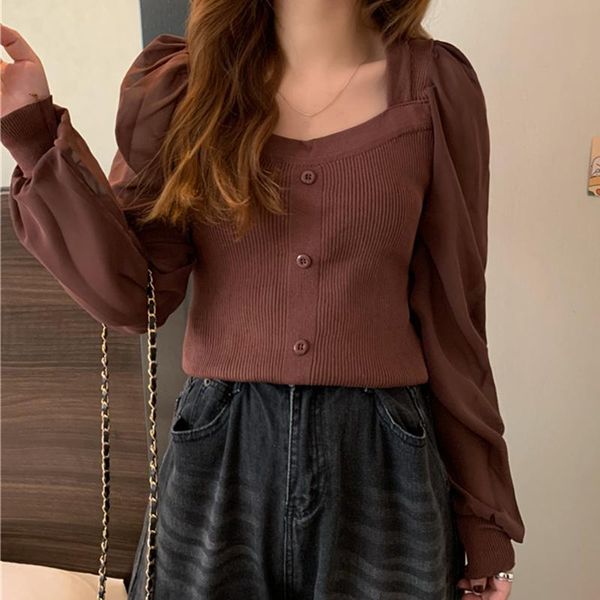 women's sweaters women casual square collar ladies autumn winter fashion korean puff long sleeves buttons sueter sweet streetwear, White;black
women's sweaters women casual square collar ladies autumn winter fashion korean puff long sleeves buttons sueter sweet streetwear, White;black