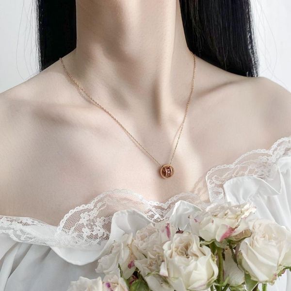 pendant necklaces little red square drill roman numerals circlet 2-ring titanium steel female stainless chain of clavicle, Silver
pendant necklaces little red square drill roman numerals circlet 2-ring titanium steel female stainless chain of clavicle, Silver