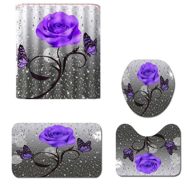 bath mats 4 piece set flower butterfly print base rug + bathroom mat and waterproof shower curtain, non-slip toilet cover
bath mats 4 piece set flower butterfly print base rug + bathroom mat and waterproof shower curtain, non-slip toilet cover