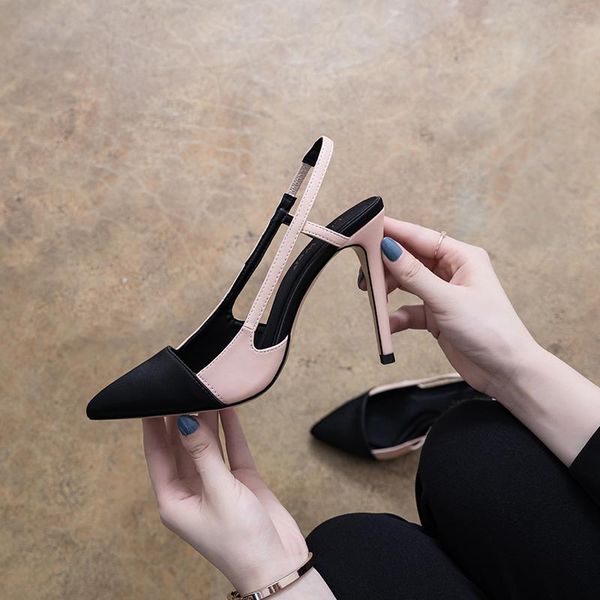 sandals summer color matching pointed toe stiletto heel all-match large size small banquet dress women's single shoes, Black
sandals summer color matching pointed toe stiletto heel all-match large size small banquet dress women's single shoes, Black