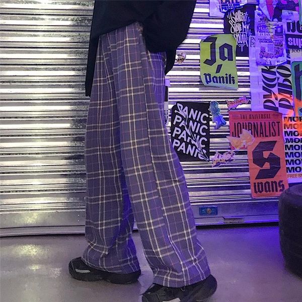 women's pants & capris favour korean style plaid women 2021 fashion harajuku wide leg hip hop loose casual purple high waist trousers, Black;white
women's pants & capris favour korean style plaid women 2021 fashion harajuku wide leg hip hop loose casual purple high waist trousers, Black;white