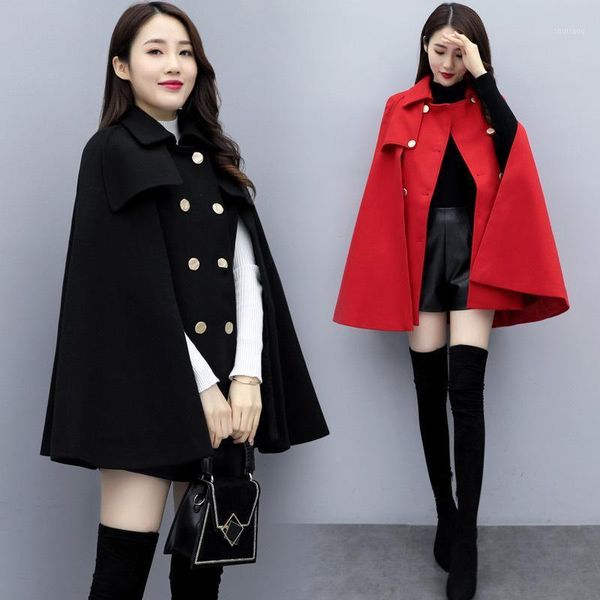 women's wool & blends autumn and winter sweet double-breasted mid-length british style fashion cape sleeveless loose woolen coat women, Black
women's wool & blends autumn and winter sweet double-breasted mid-length british style fashion cape sleeveless loose woolen coat women, Black