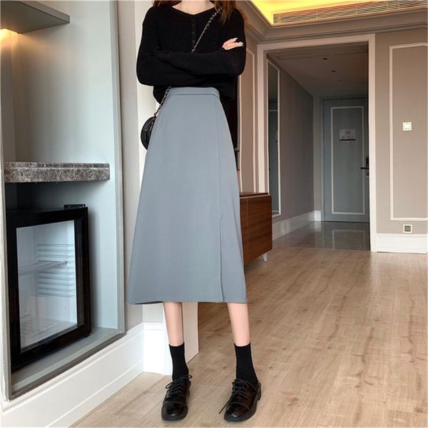skirts korean style casual elegant women aline simple slim elastic waist side-slit empire all-match solid mid-calf office ladies, Black
skirts korean style casual elegant women aline simple slim elastic waist side-slit empire all-match solid mid-calf office ladies, Black