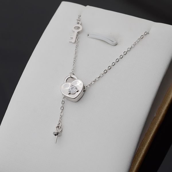 s925 silver pendant necklace female heart lock with key pendant clavicle cover chain diy pearl accessories empty support 329
s925 silver pendant necklace female heart lock with key pendant clavicle cover chain diy pearl accessories empty support 329