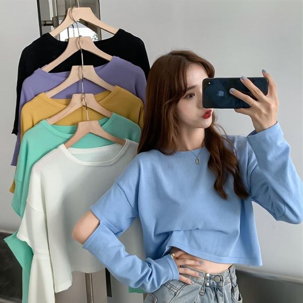 hole long sleeve t-shirts women's clothing korean o-neck loose solid ladies casual ins tees spring autumn fashion crop top, White
hole long sleeve t-shirts women's clothing korean o-neck loose solid ladies casual ins tees spring autumn fashion crop top, White