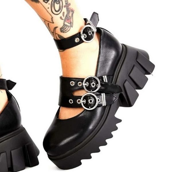 dress shoes women plus size 43 leather trendy gothic style cool buckle straps platform round toe pumps punk, Black
dress shoes women plus size 43 leather trendy gothic style cool buckle straps platform round toe pumps punk, Black