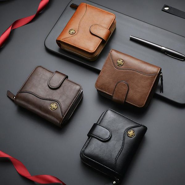 2021 new style men's retro wallet short men's multifunctional wallet zipper coin purse pu waterproof anti-theft, Red;black
2021 new style men's retro wallet short men's multifunctional wallet zipper coin purse pu waterproof anti-theft, Red;black