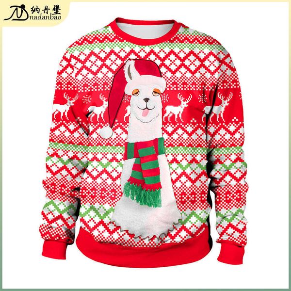 2021 autumn christmas new digital printed alpaca pullover round neck christmas couple sweater sb102-001, Black
2021 autumn christmas new digital printed alpaca pullover round neck christmas couple sweater sb102-001, Black