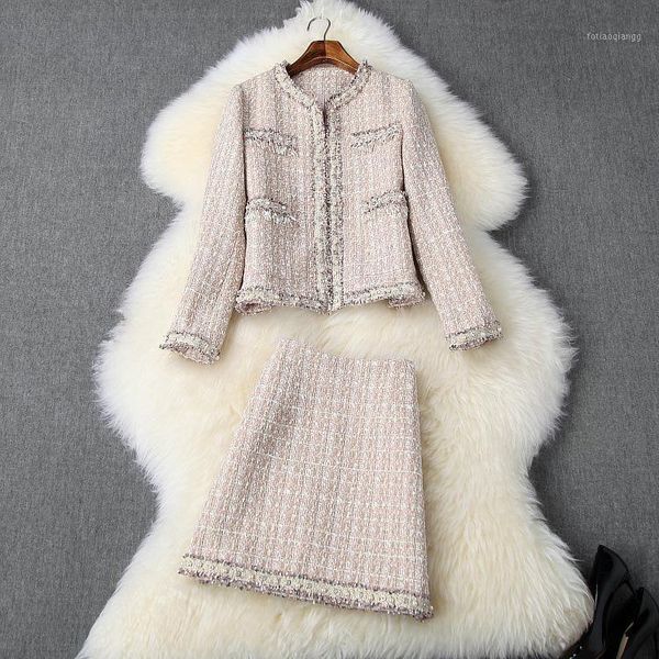 women's tracksuits european and american clothing 2021 winter style long - sleeved beaded coat skirts tweed fashion suit, Gray
women's tracksuits european and american clothing 2021 winter style long - sleeved beaded coat skirts tweed fashion suit, Gray