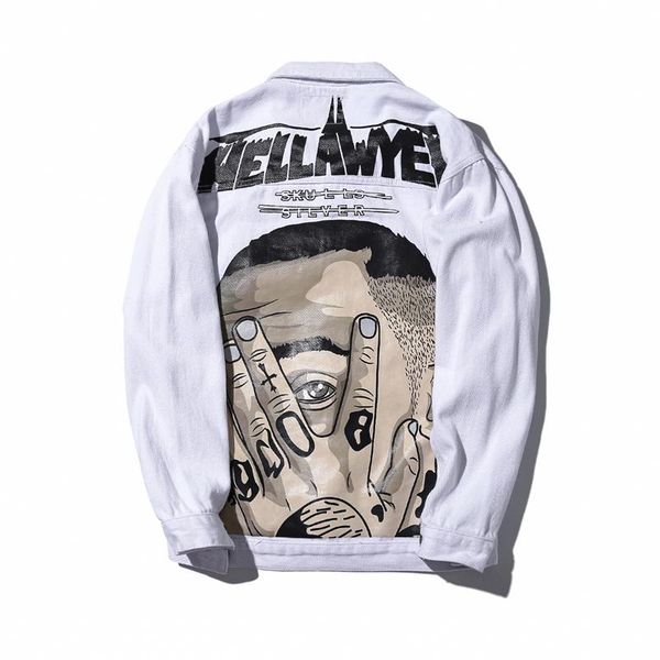 men's jackets fashion printed hip hop denim jacket men harajuku oversized streetwear distressed ripped white jeans for male r3211, Black;brown
men's jackets fashion printed hip hop denim jacket men harajuku oversized streetwear distressed ripped white jeans for male r3211, Black;brown